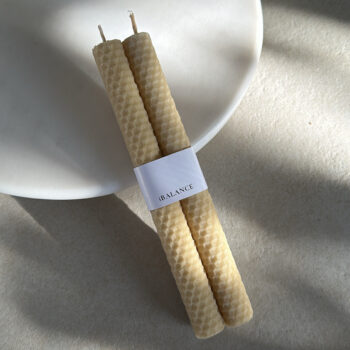 זוג נרות שעוות דבורים טבעית